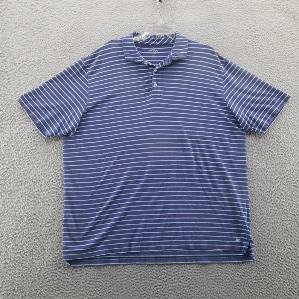 Peter Millar Seaside Wash Performance Golf Polo Shirt XL Blue Stripe Men Stretch